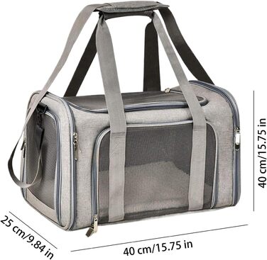 Транспортна переноска для тварин, сумка-переноска, переноска для собак, портативна, багатофункціональна, м'яка, складана, сіра
