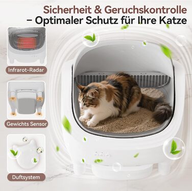 Автоматичний лоток для котів TRIUMPHKEY, XXL, з керуванням через додаток, самоочисний, для великих котів до 15 кг, 15 днів без очищення, підходить для кількох котів