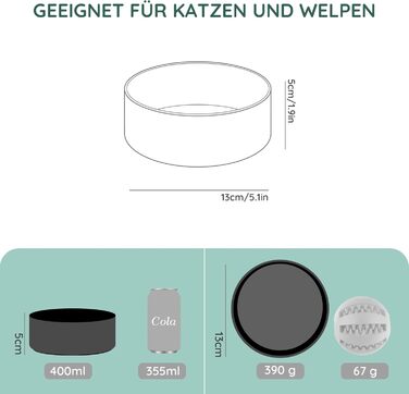 Керамічна миска для собак та котів SpunkyJunky, 400 мл, чорна