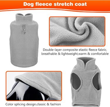 Теплий зимовий жилет для собак PETCUTE з отвором для повідка, сірий, для малих, середніх та великих собак