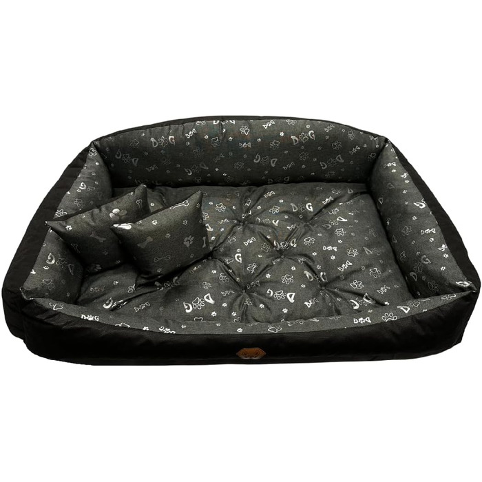Ортопедичне ліжко для собак Dogs4Life: м'яке, миється, з можливістю персоналізації (S-XXL, сірий з срібними лапками)