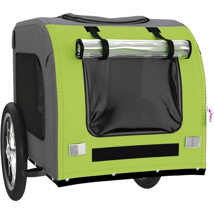 Транспортна переноска для собак та котів з металевим каркасом, Oxford-тканина, PVC-дах, 45 кг, зелено-сіра, Model93836