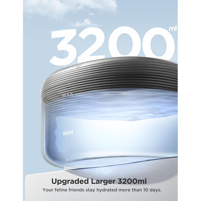 Фонтанчик для котів FEELNEEDY 3.2L - тихий фонтан з 2 режимами потоку, автоматичний поїльник для котів, чорний, з адаптером та 3 фільтрами