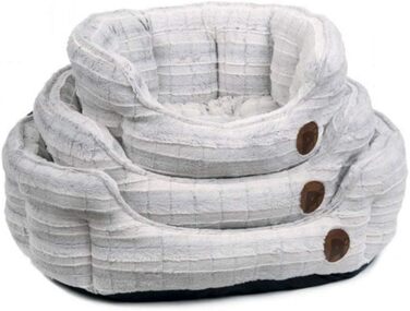 Крісло-лежанка для собак Petface, овальне, плюшеве, біле, розмір M (60x52x22 см)