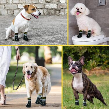 Водонепроникні шкарпетки для собак - захист лап Outdoor, 4 шт., антиковзні, для Лабрадора, Хаскі (6#, чорний)