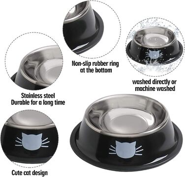 Набір мисок для котячого корму та води JochA: нержавіюча сталь, протиковзкий, легко миється, для котів та маленьких собак