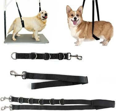Нашийник для собак 3 шт., міцний, з регульованим тросом та D-кільцями, для грумінгу та купання