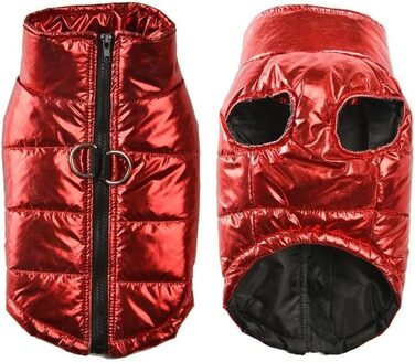 Водонепроникна вітрозахисна куртка для собак - тепла жилетка для хаскі, мопса, лабрадора, чихуахуа, французького бульдога - червона, розмір L