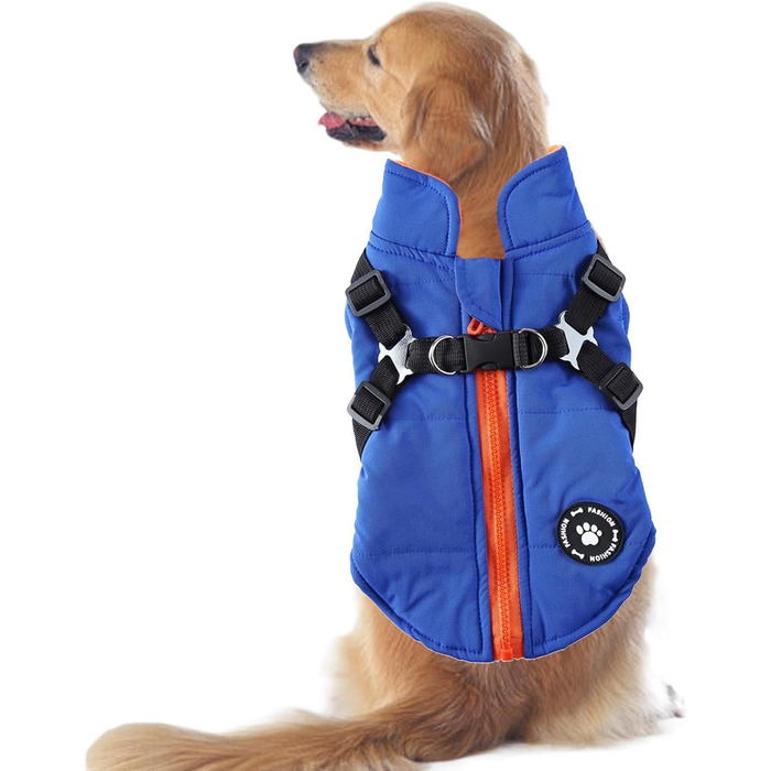 Теплий зимовий пуховик для собак, водонепроникна флісова жилетка, тепла куртка для цуценят та собак різних розмірів (S, блакитний)