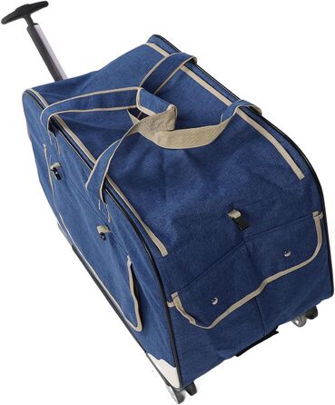 Транспортна переноска для собак, складана, велика, з колесами та телескопічною ручкою, для котів та собак до 17,5 кг (BLUE)