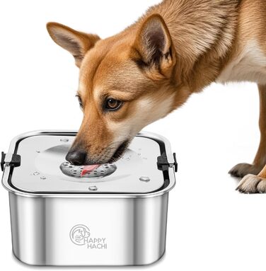 Миска для води для собак Happy Hachi 3L, не протікає, з нержавіючої сталі, анти-сальність, протиковзна, для дому