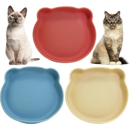 Набір мисок для котячого корму Apatal з присосками, 17,8 см, плоскі, Kitty Plate, комплект з 3 антиковзних мисок для тварин, зменшує подразнення вусів, втома, миска для цуценят для сухого та вологого корму
