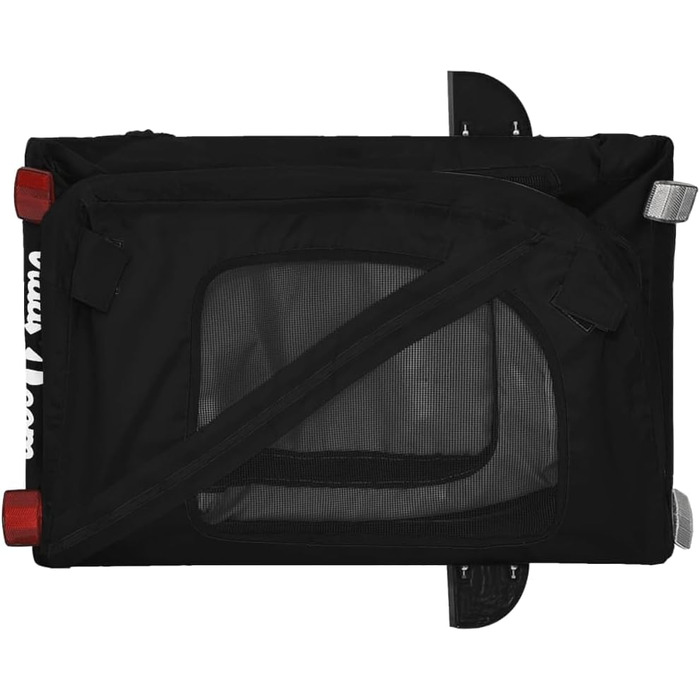 Причіп для собак VidaXL, причіп для тварин з відбивачами та прапорцем, вантажопідйомність 45 кг, Oxford-тканина, чорний (125 x 63 x 66 см)