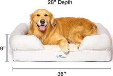 Ліжко для собак PetFusion з memory foam, 91 x 71 x 23 см, пісочник (плюш)