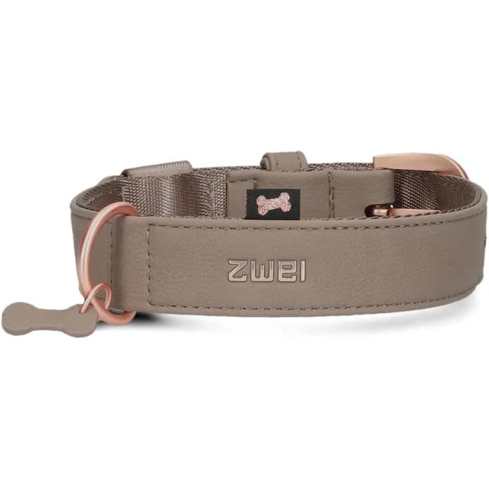 Нашийник для собак ZWEI Leo LE15 з якісної штучної шкіри, регульований, для середніх та великих собак, обхват шиї 37-50 см, колір капучино