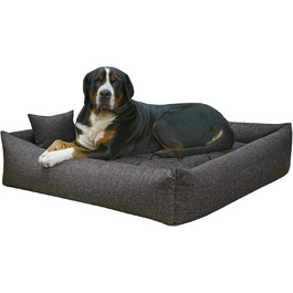 Лежанка для собак водонепроникна - лежанки для маленьких та великих собак - лежанка для собак з неслизьким дном - собачий кошик, лежанка 120x90x20 чорне лляне полотно