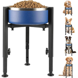 Підвищений годівниця для собак з регульованою висотою та шириною, металева миска для води/корму, підставка для собак великих, середніх та маленьких порід (миска не входить до комплекту)