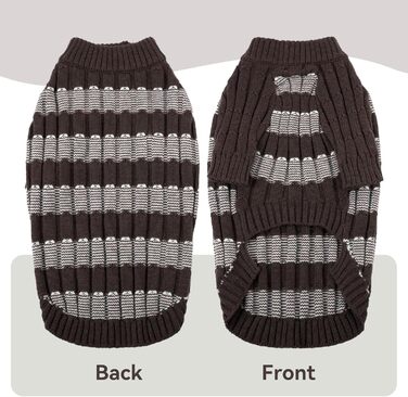 Теплий в'язаний пуловер для собак на осінь/зиму з отвором для повідка, коричневий, розмір XXL (14,5–24,5 кг)