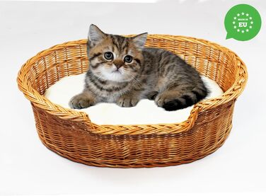 Кілимок для собак та котів з плетіння лози, 43x28x10/14 см, з подушкою Ecri