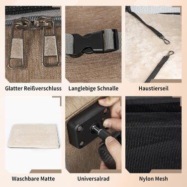 Рюкзак-переноска для кота OUUTMEE з візком, до 20 кг, велика, дихаюча, бежева