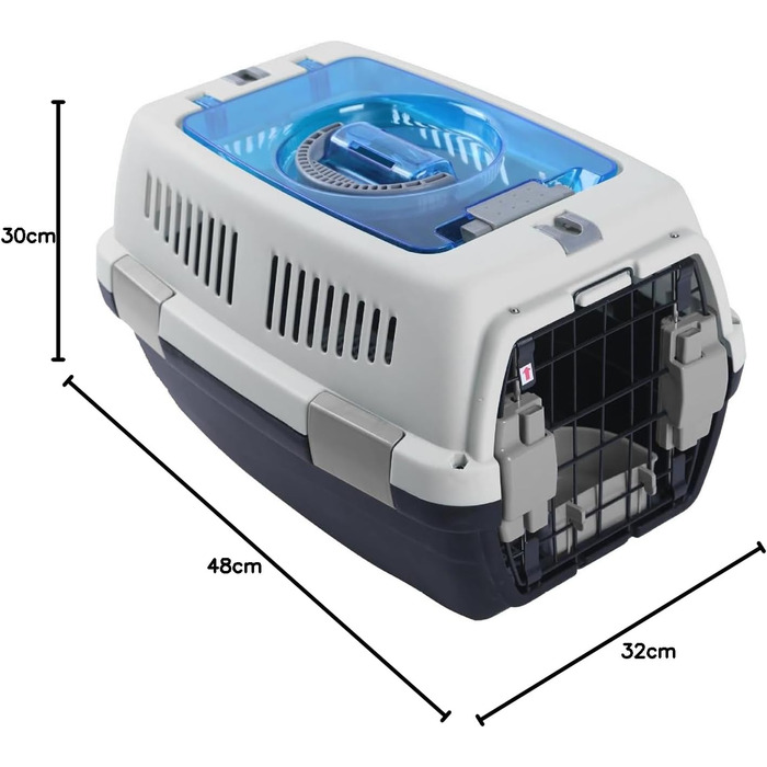 PETCUTE Транспортний бокс для собак та котів: міцний, дихаючий, з зручною ручкою, складний, до 6 кг, сірий+чорний