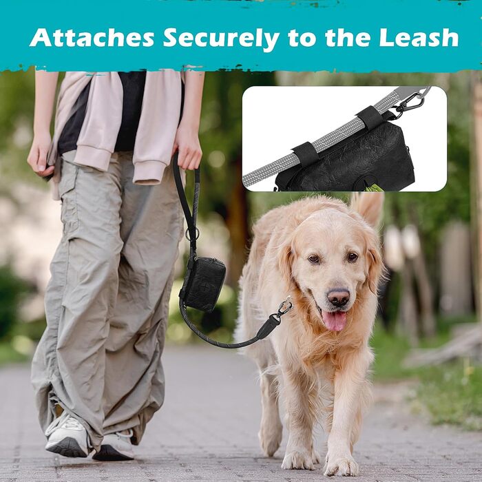 Диспенсер для збору відходів тварин PetBonus: водонепроникний диспенсер для собак з місткою кишенькою для ласощів та 15 пакетиків (зелений, чорний)