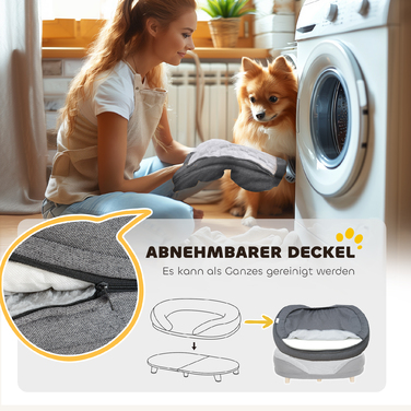 PawHut лежанка для собак до 25 кг, знімний чохол, неслизькі ніжки, 90 x 78 x 25 см, сіра