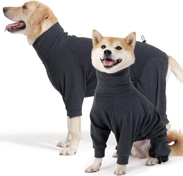 Теплий флісовий халат для собак на зиму, теплий пуловер для собак з ніжками, м'яка чотирилапа куртка для маленьких та середніх собак, халат для собак, флісовий піжамний одяг для собак, темно-сірий, розмір M