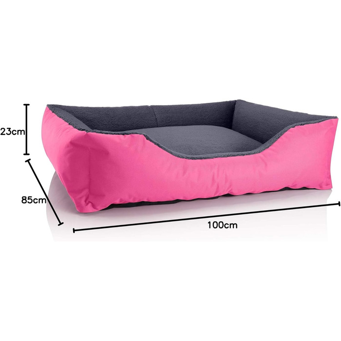 Ліжко для собак BedDog Teddy XL, кордура і мікровелюр, з бортиками, квадратне, для дому та вулиці, рожево-сіре, знімний чохол