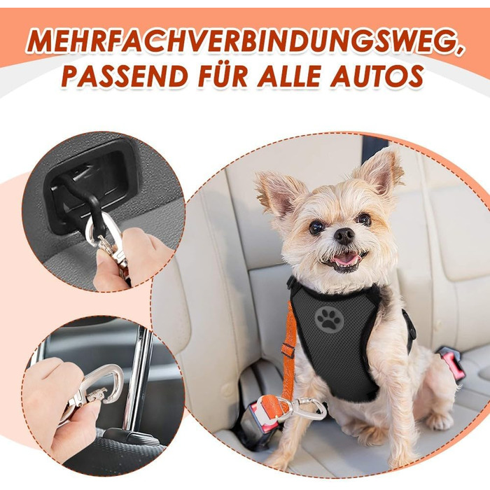 Поясний ремінь безпеки для собак SlowTon (2 шт.) - автолеєрка з регулюванням, еластичний амортизатор, міцний нейлон, світловідбиваючий