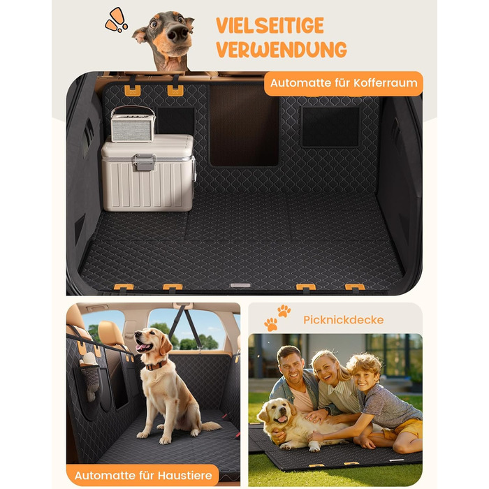 Захист для заднього сидіння авто Lamicall: міцна, вологостійка, для собак до 195 кг, захист від подряпин, підходить для авто та компактних SUV