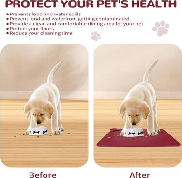 Водонепроникний килимок для годування домашніх тварин з високими бортиками, 55 x 38 см, силіконовий, нековзний, для собак, котів, запобігає розливанню води (Вулкан-червоний)