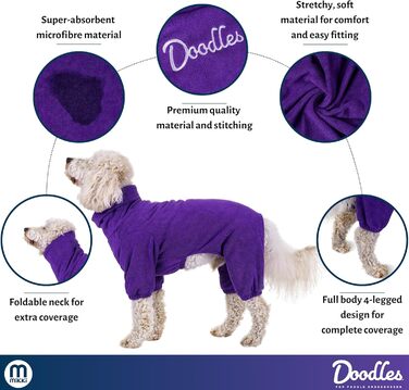 Рушник для собак Mikki Doodles, розмір L, фіолетовий, для кучерявої шерсті, швидковисихаючий, з мікрофібри