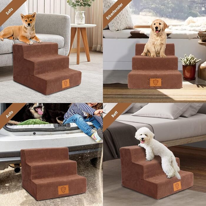 Сходинки для собак та котів Zvonema: 3 сходинки, антиковзкі, знімний чохол, для маленьких тварин