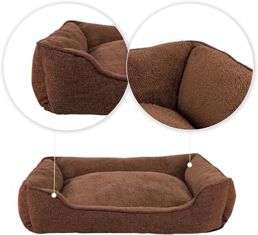 М'яке ліжко для собак та котів Lionto знімний чохол, 110x80 см, коричневе, з антиковзким дном