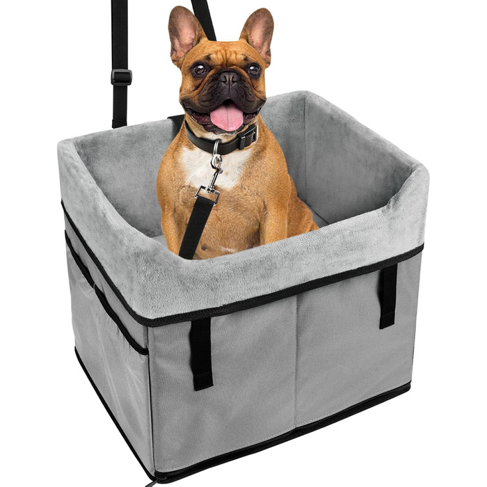 Автокрісло для собак маленьких порід, переноска-бустер для тварин до 11,3 кг (сірий)