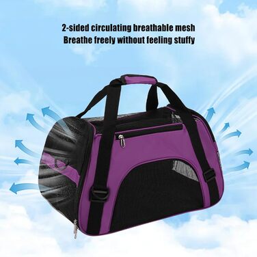 Сумка-переноска для тварин, фіолетова: зручна, легка, дихаюча для собак та котів