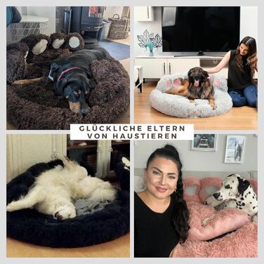 Кругле лежанка для собак Pfoten&nasen® Bärenpfote, S - 65 см, коричнева, плюшеве, миється