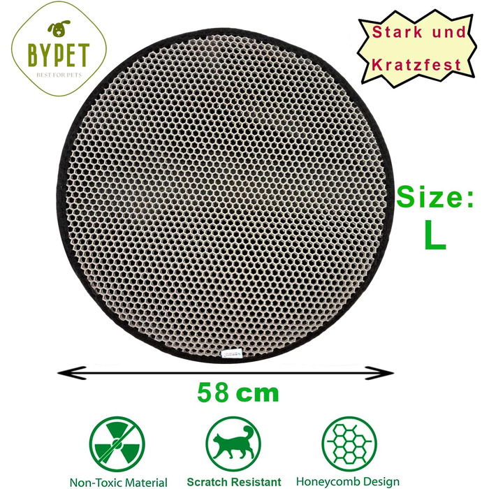Килимок під лоток для котів BYPET, 58 см, круглий, з дизайном 