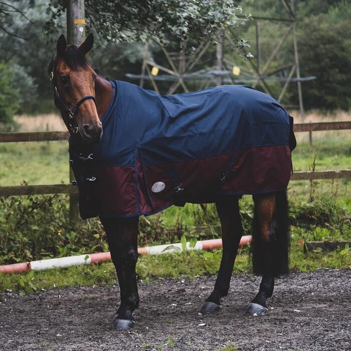 Кінська попона eQuitack 1200 ден, водонепроникна з флісовою підкладкою, 125 см, синя/бордова