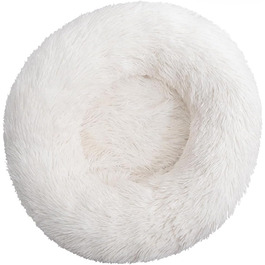 М'яке ліжко для собак та котів у вигляді подушки-пончика, 70 см, білий колір. Зручне, антиковзне, з довгого плюшу, для маленьких собак та котів. Ідеальне подарунок.
