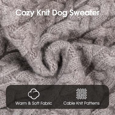 Пуловер для собак ASENKU, S, теплий в'язаний пуловер для собак з отвором для повідка, для чихуахуа, французького бульдога, сірий