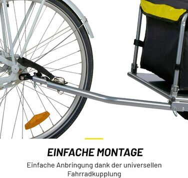 Причіп для велосипеда Dunlop – вантажний причіп з відбивачами та регульованим захистом від дощу – жовтий