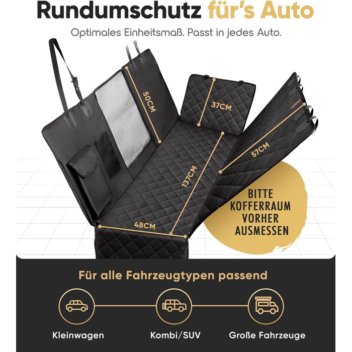 Захисна автомобільна накидка для собак HELDENWERK: водовідштовхувальна, стійка до подряпин, універсальна, з боковим захистом та оглядовим вікном