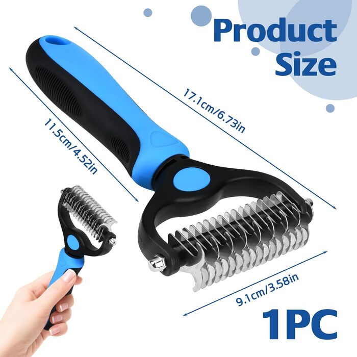 Бурштук для вичісування собак, щітка від випадання шерсті, двосторонній, для підшерстка, гребінець, матуючий інструмент для видалення шерсті, щітка для собак та котів, видалення линяючого підшерстка, ковтунів, матів