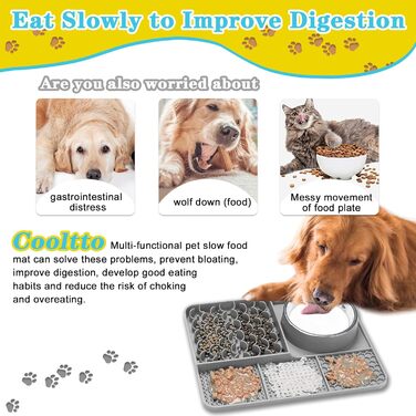 Шлека для собак Cooltto з лотком та шпателем: силіконова підстилка з присосками для купання, грумінгу та догляду за кігтями (сірий)