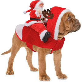 Костюм Санти для собак та котів, преміум-якість, червоний, для святкування Різдва. Розміри: S (обхват шиї 26-30 см, обхват грудей 33-47 см)