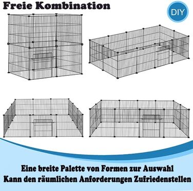 AufuN металевий вольєр для кроликів XXL з дверцятами, чорний, 142x72x36 см – загородка для дрібних тварин для будинку та вулиці