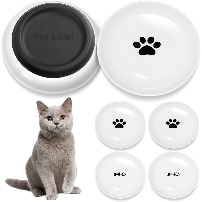 Набір мисок для котів Otauoaea (6 шт.) з кераміки, неслизький набір мисок для корму для котів та маленьких собак