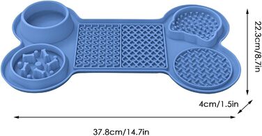 Килимок для годування кошенят та цуценят з 5 присосками, здорове харчування, різні дизайни (морська блакить)